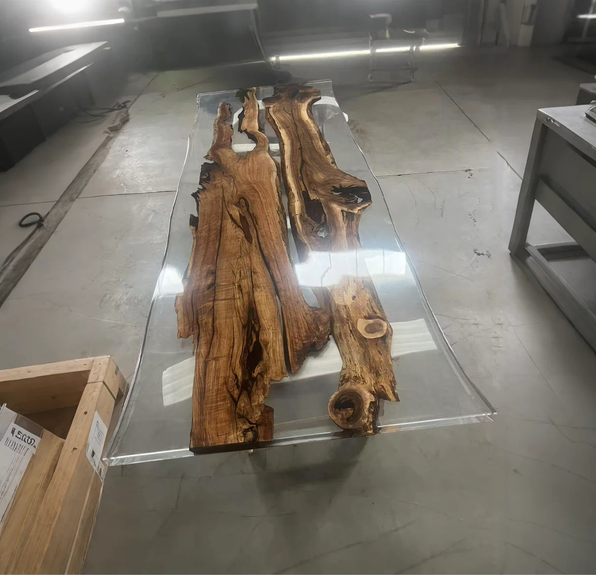 Kazanahome Natural Black Walnut Live Edge Dining Epoxy Table