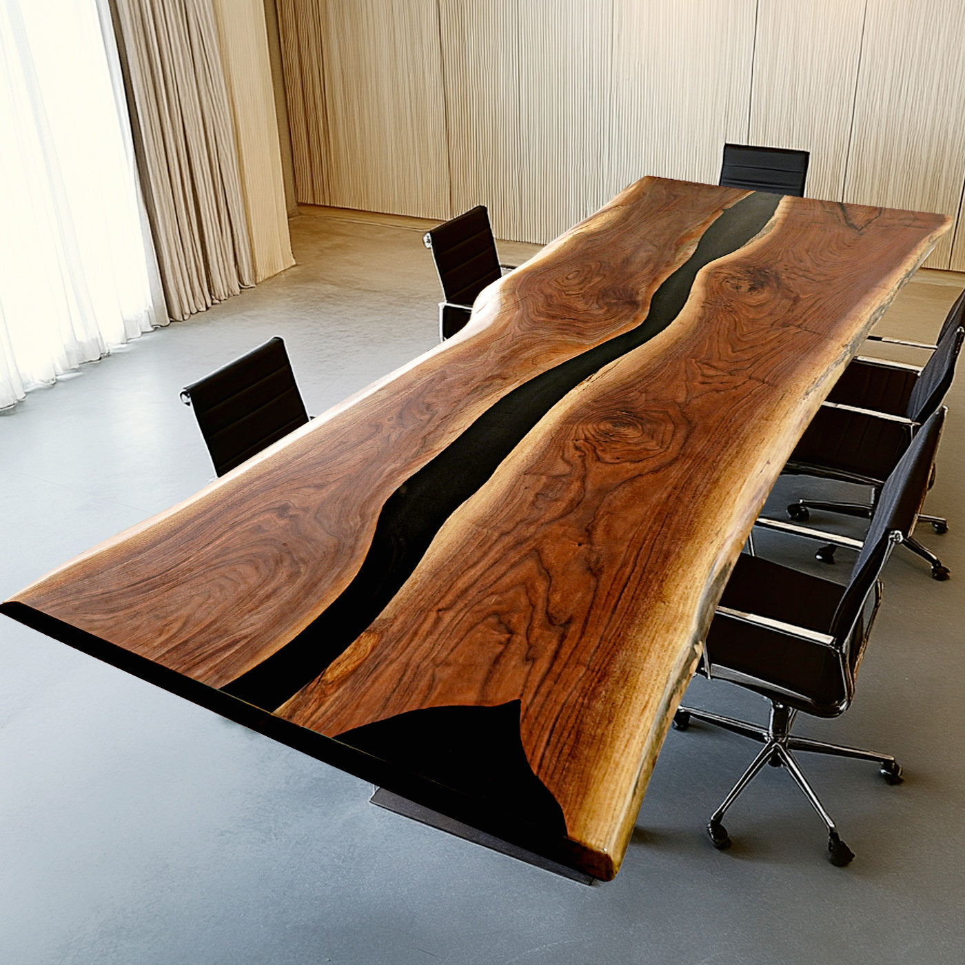Kazanahome Custom Black Walnut Luxury Epoxy Resin River Table CT92 in Brooklyn