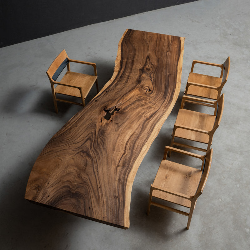 Kazanahome Large Size Walnut Wood Table Live Edge 43.31"Wx135.83"L