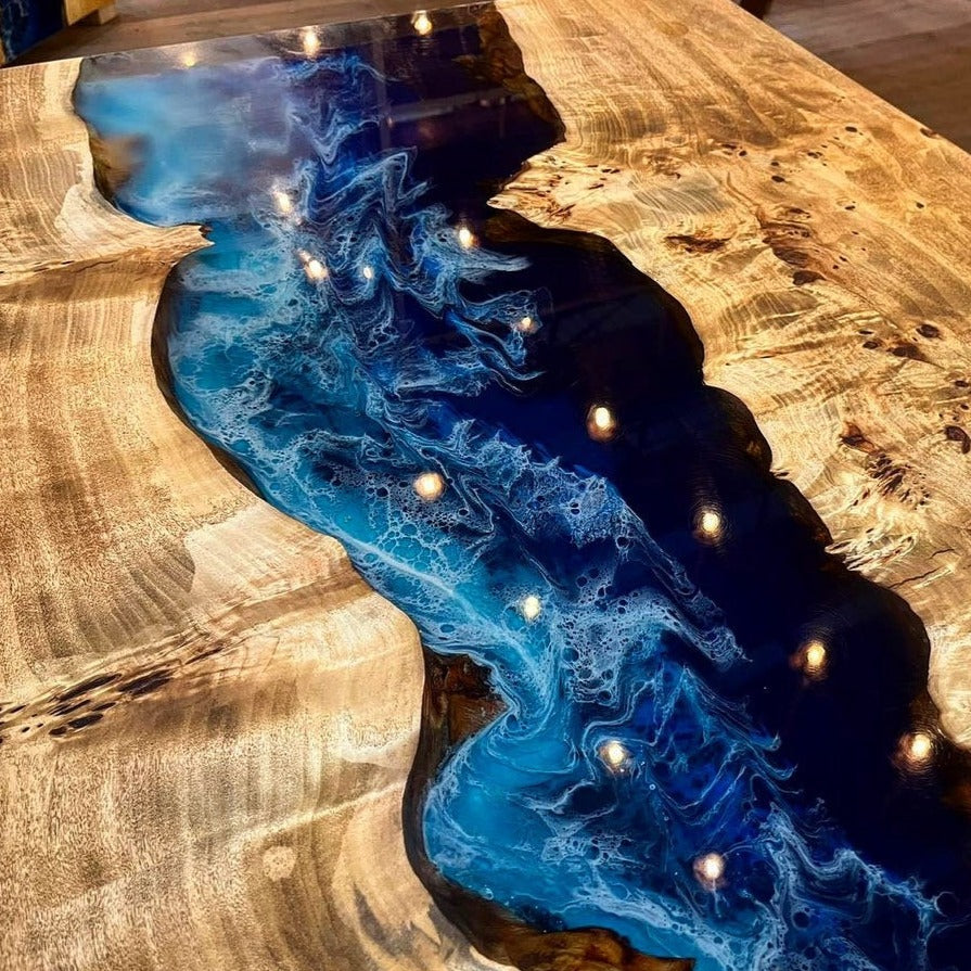 Wood Waterfall Resin River Epoxy Table