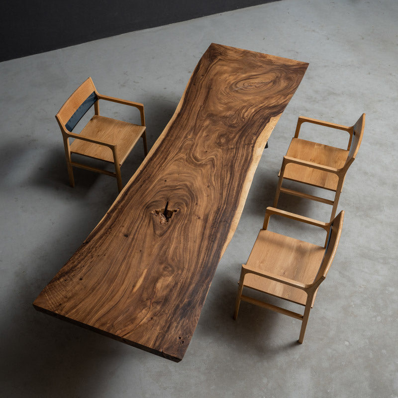 Kazanahome Solid Walnut Straight Live-Edge Table