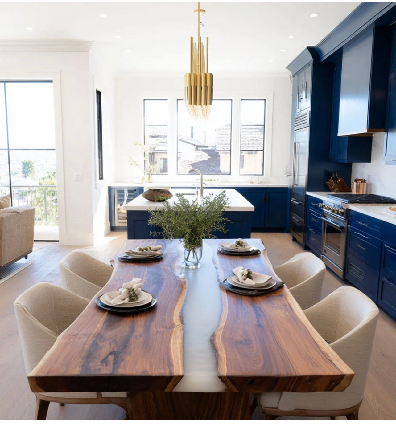 Custom Walnut Epoxy Table Balance $1264.4 for Lizzet