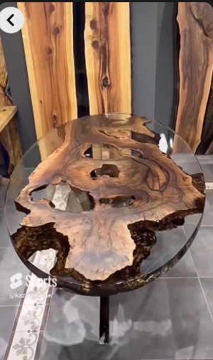 Custom Black Walnut Oval Epoxy Table Balance $2157.65 for Roxanne