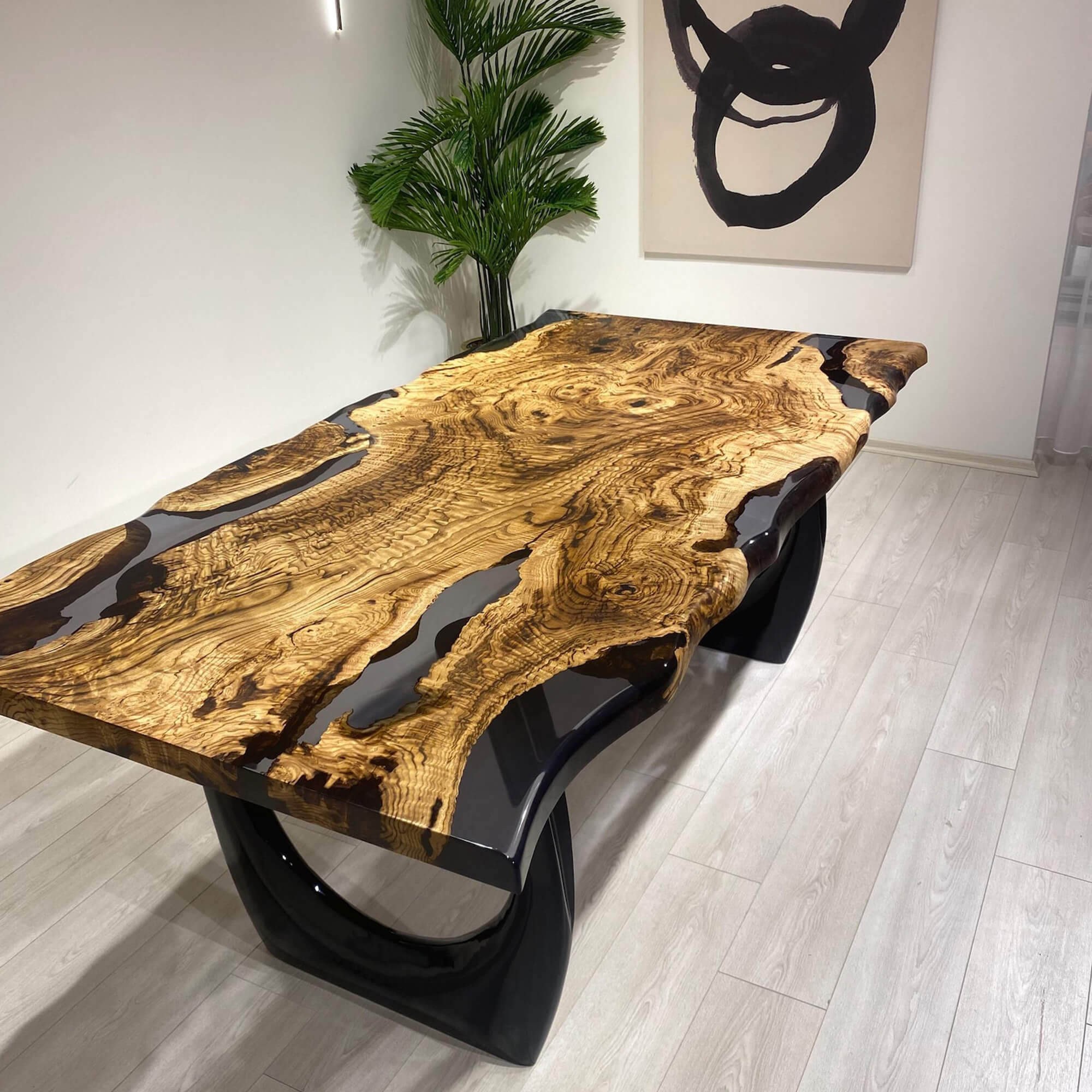 Custom Olive Black Resin Epoxy Table