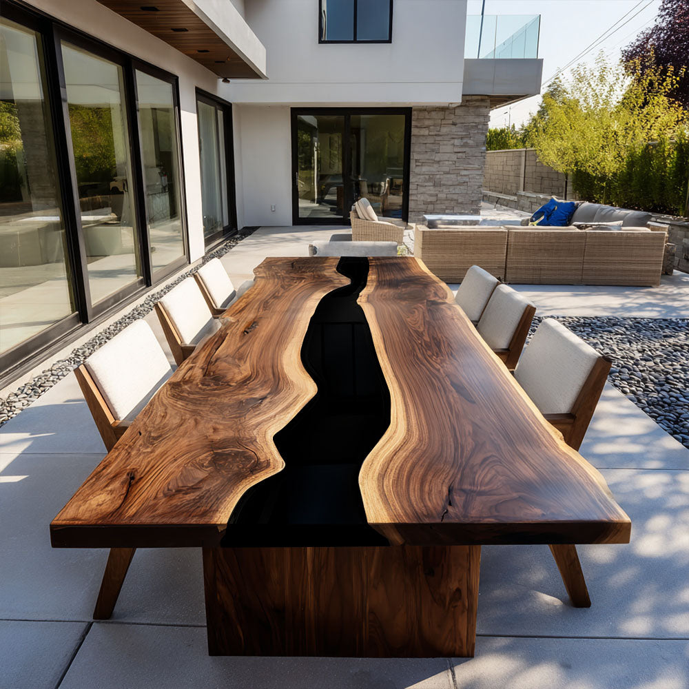Black Walnut & Black Epoxy Table in Manhattan