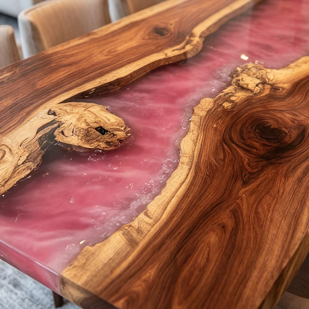 River Walnut Live Edge Epoxy Tables in New York