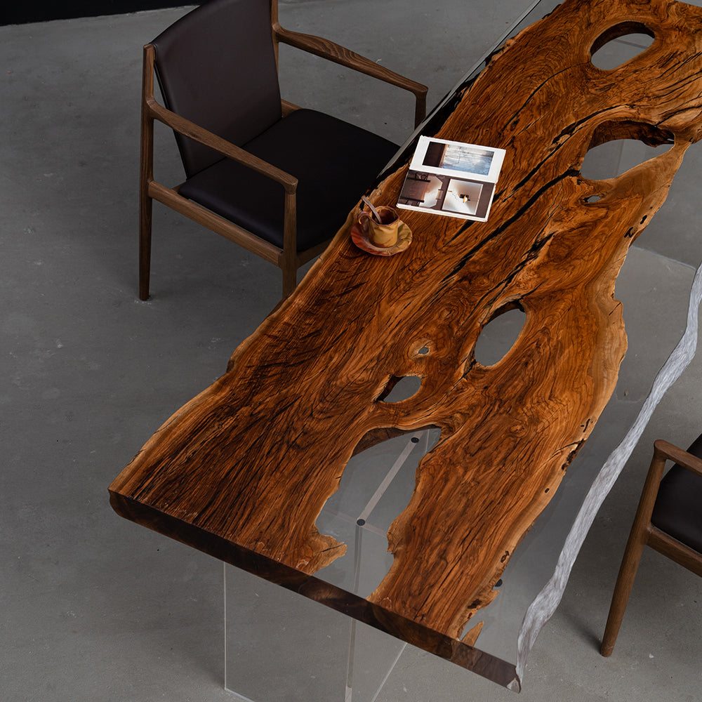 KAZANA Olive Live Edge Resin Epoxy Table