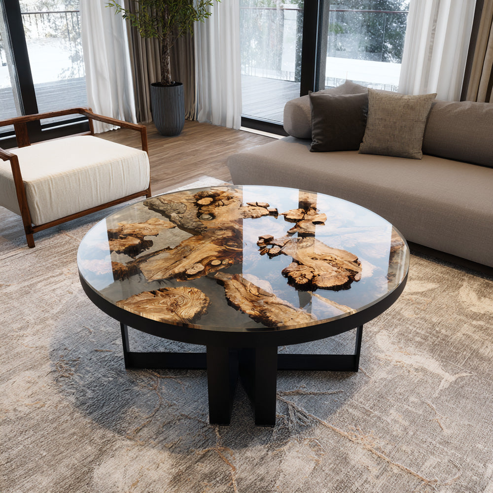 Olive Wood Round Table in San Francisco