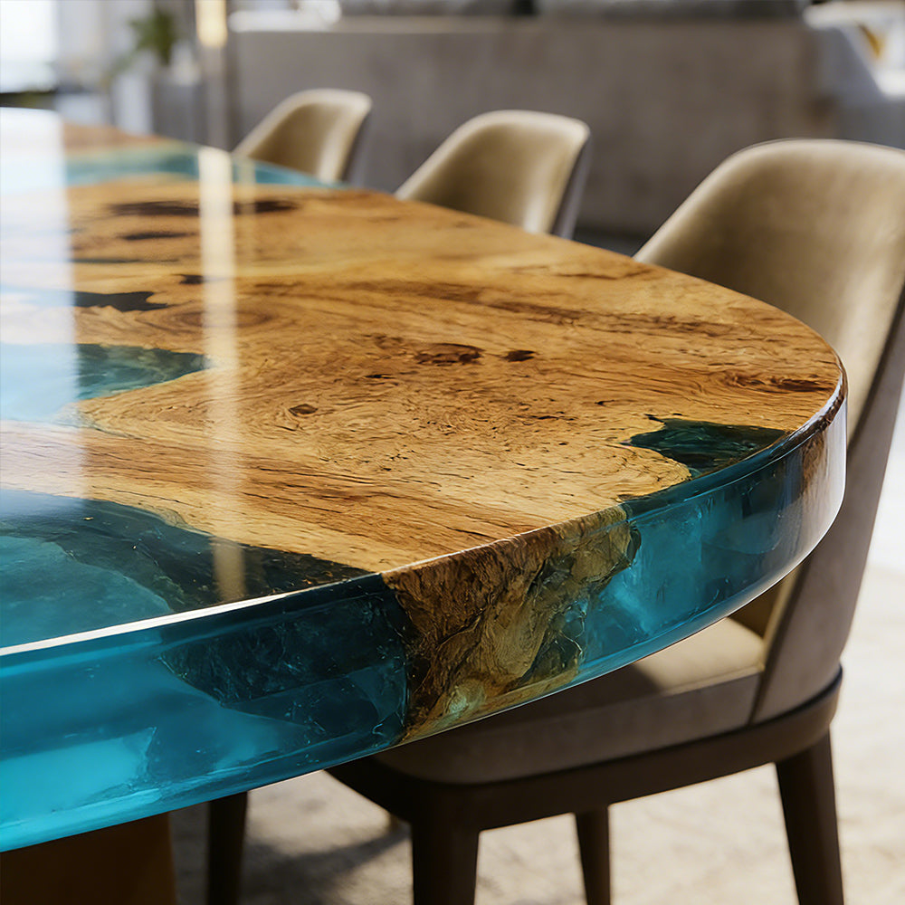 Olive Oval Epoxy Table - for Luxury Interior Design & Modern Homes KCT76 in California