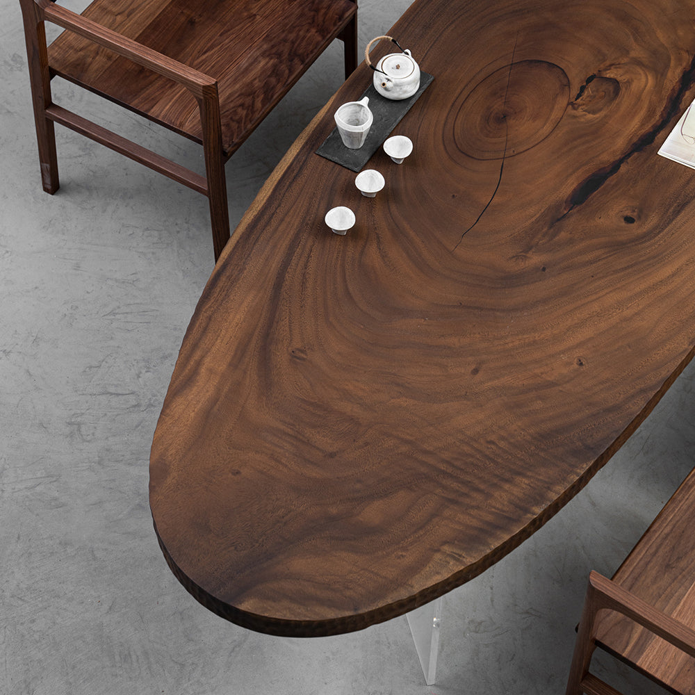 Kazanahome Oval Walnut Solid Wood Table