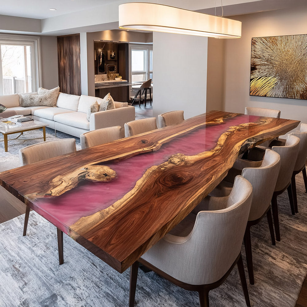 River Walnut Epoxy Table for Dining Rooms & Metropolitan Living in New York
