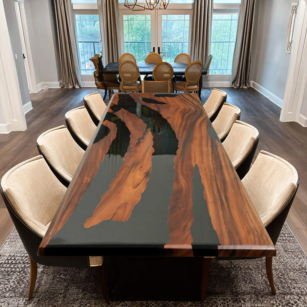 Walnut Wood Black Epoxy Table in Austin