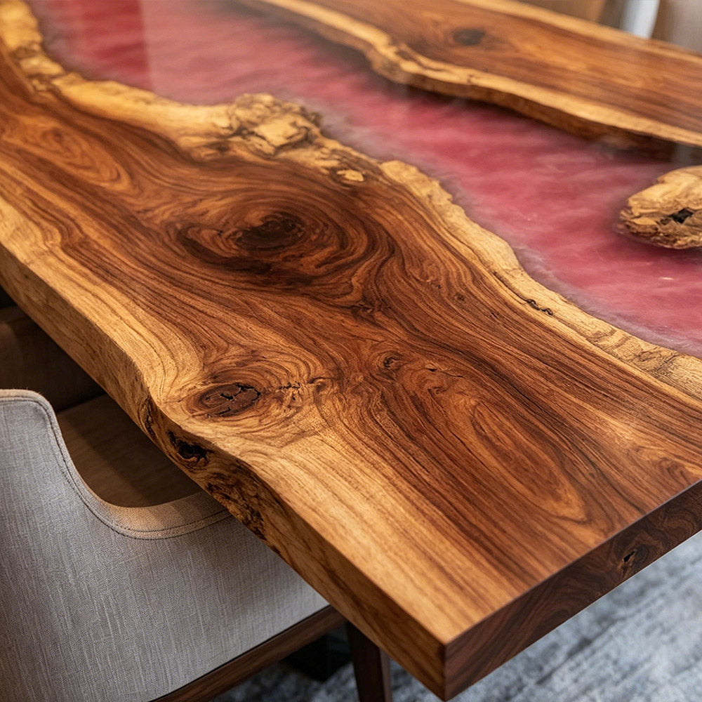 Walnut Live Edge River Resin Epoxy Table for Dining Rooms & Metropolitan Living in New York
