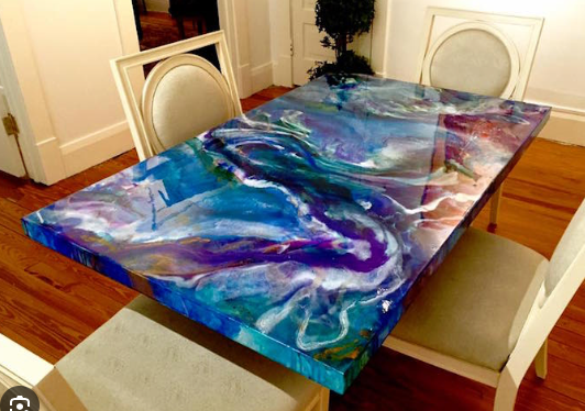 Custom Black Walnut Epoxy River Table KCT14 for Suzy