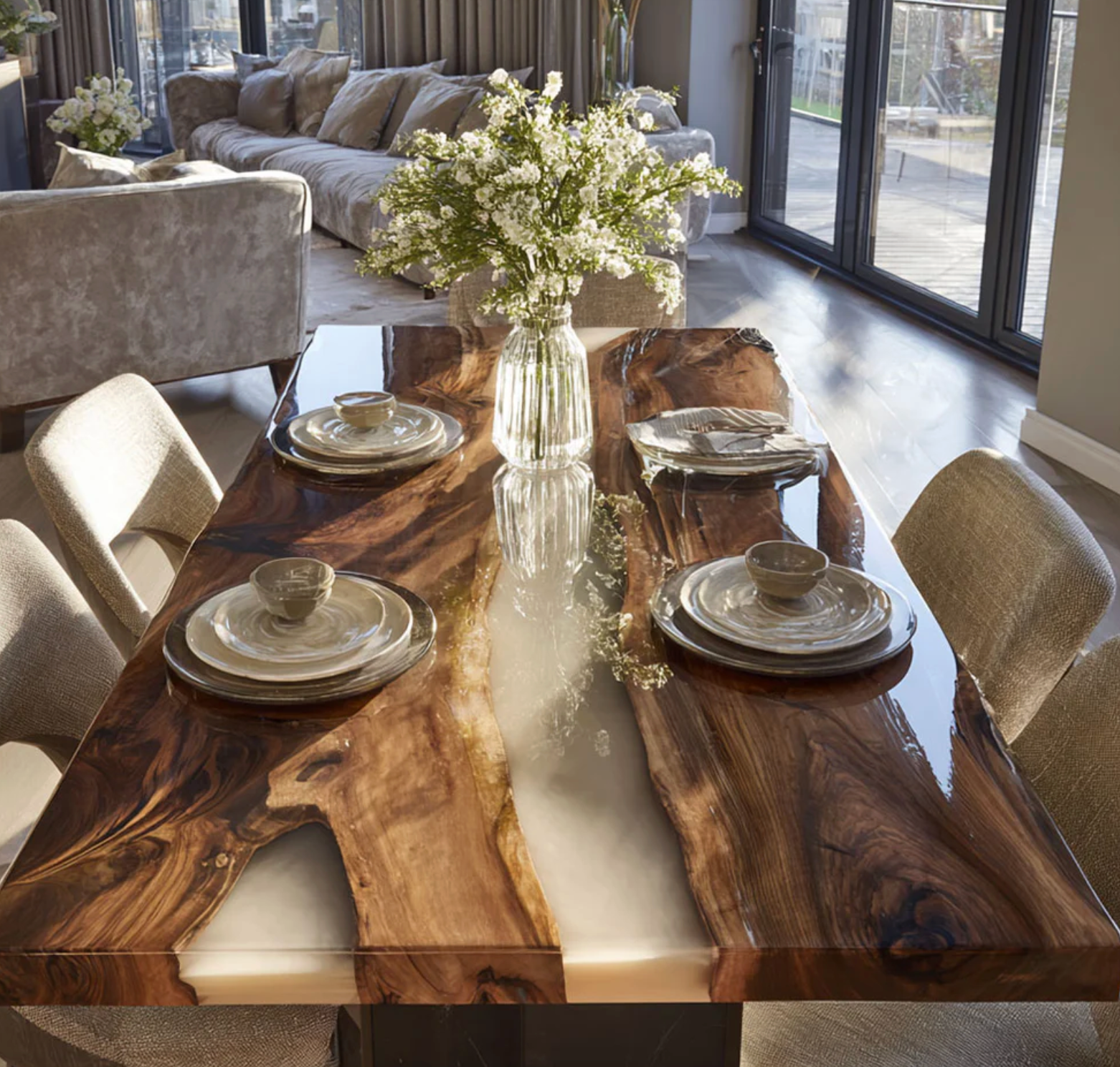 Custom Walnut Epoxy Table Balance $1211.69 for Natalie