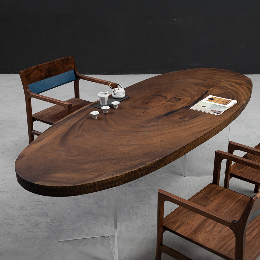 Walnut Wood Oval Table