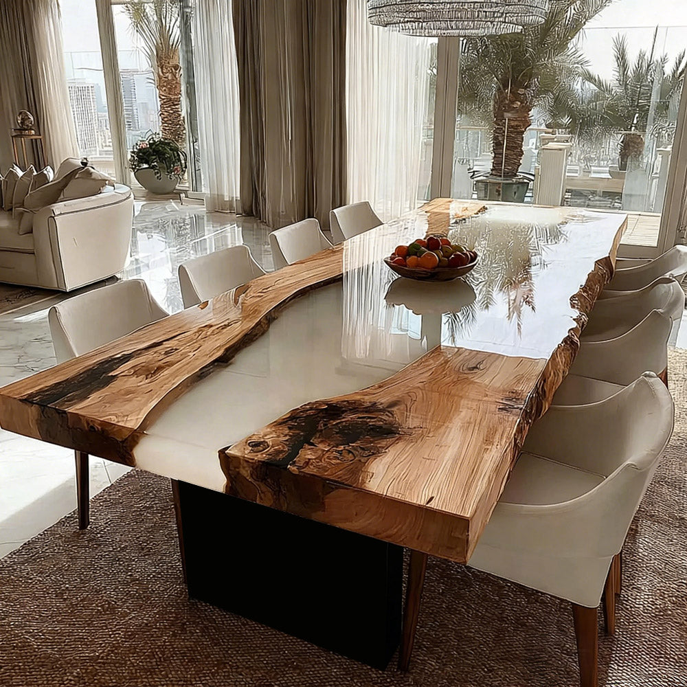 Olive Wood Epoxy Table Dining Rooms in Atlanta