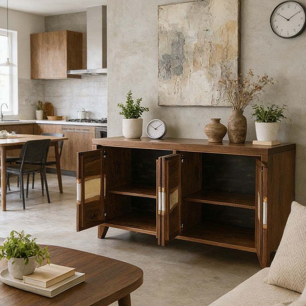 Timeless Walnut Epoxy Credenza for Modern Penthouses EC8 in Los Angeles