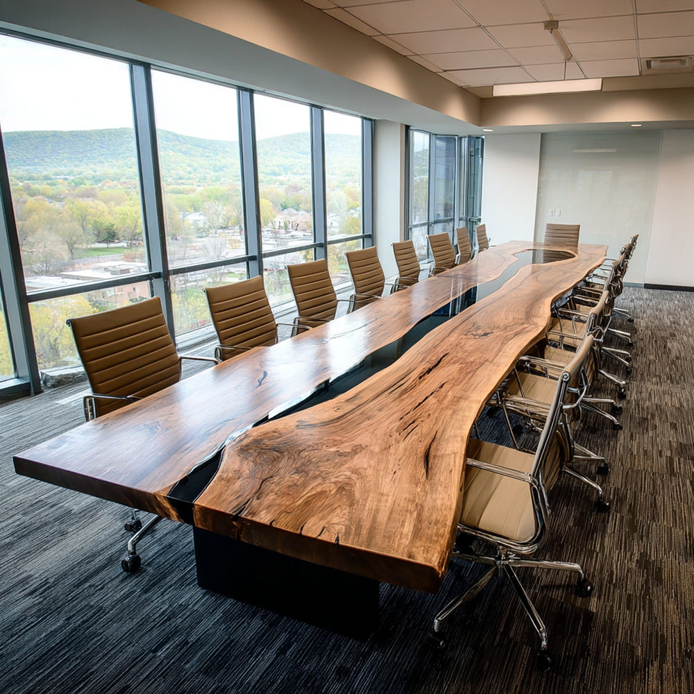 Walnut Conference Epoxy Table in Boston