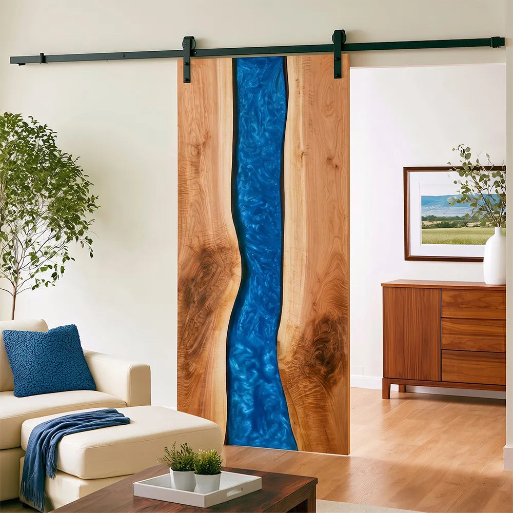Walnut Epoxy Resin Single Entrance Barn Door | EBD10
