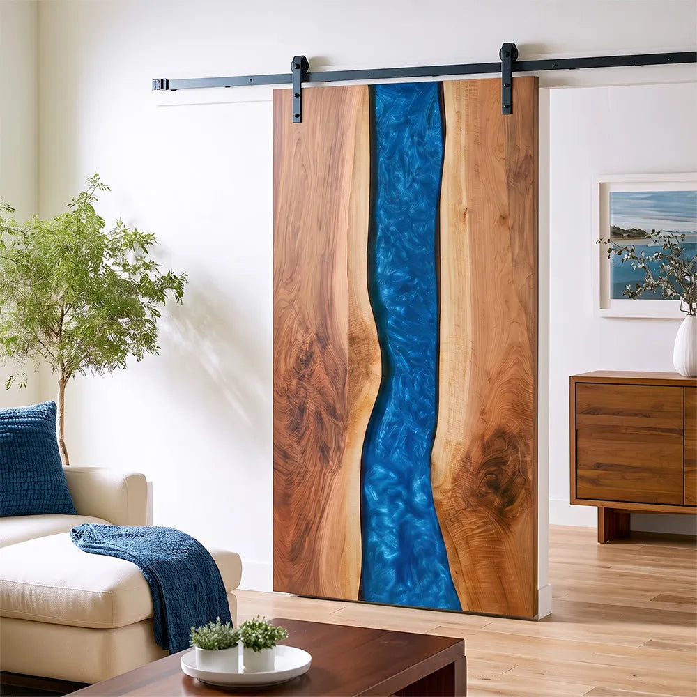 Walnut Epoxy Resin Single Entrance Barn Door | EBD10