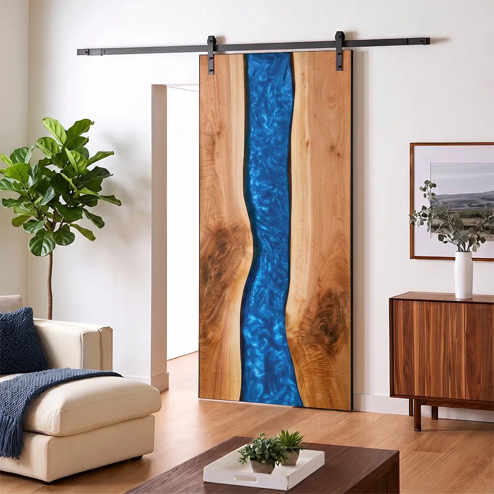 Walnut Epoxy Resin Single Entrance Barn Door | EBD10