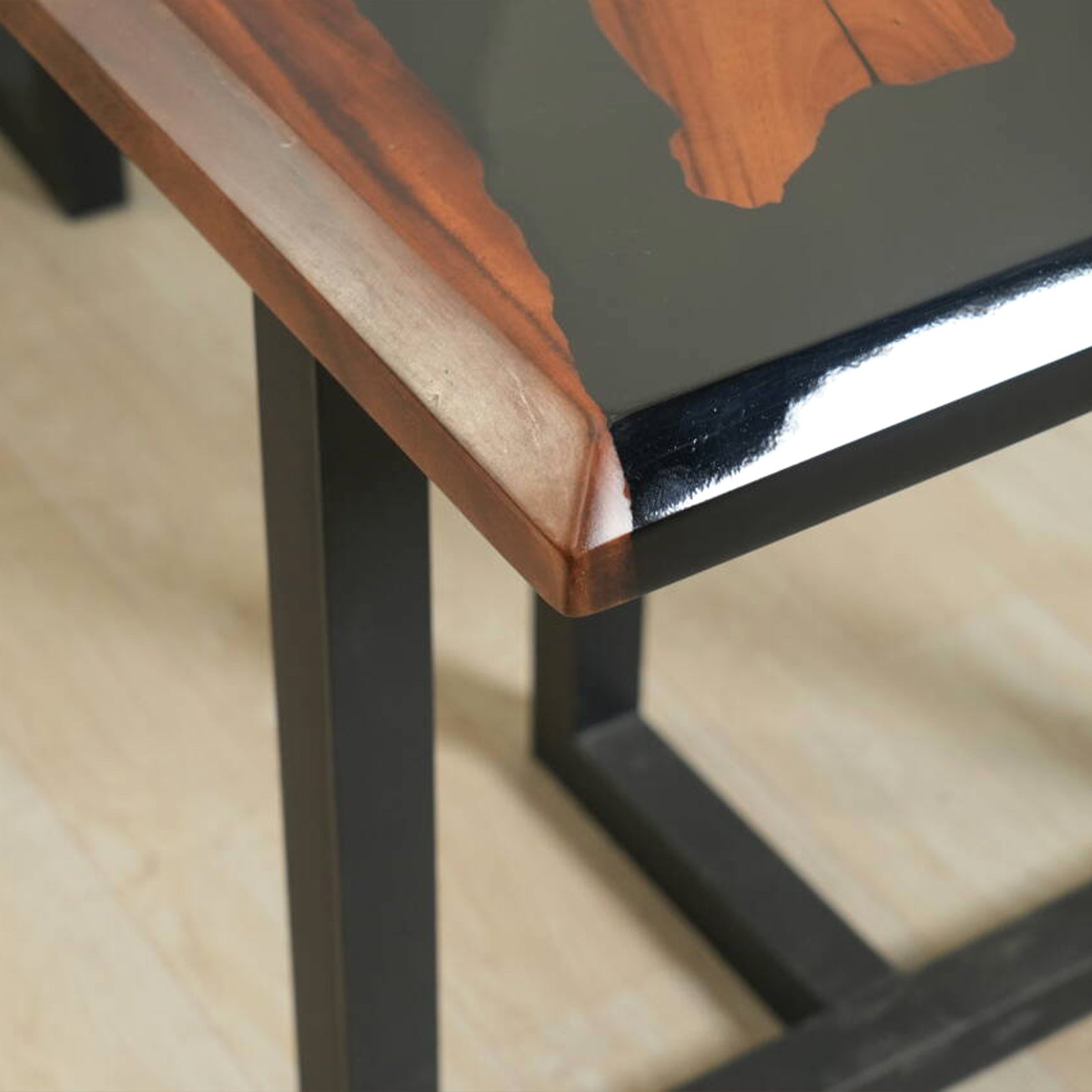 Walnut Black Resin Table in Austin
