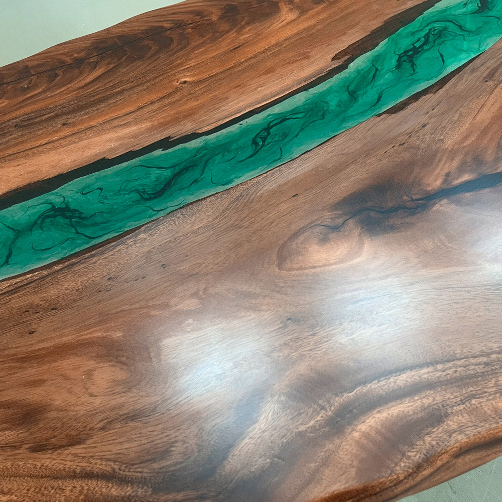 KAZANAHOME Walnut Oval Epoxy Table 42"W×72"L