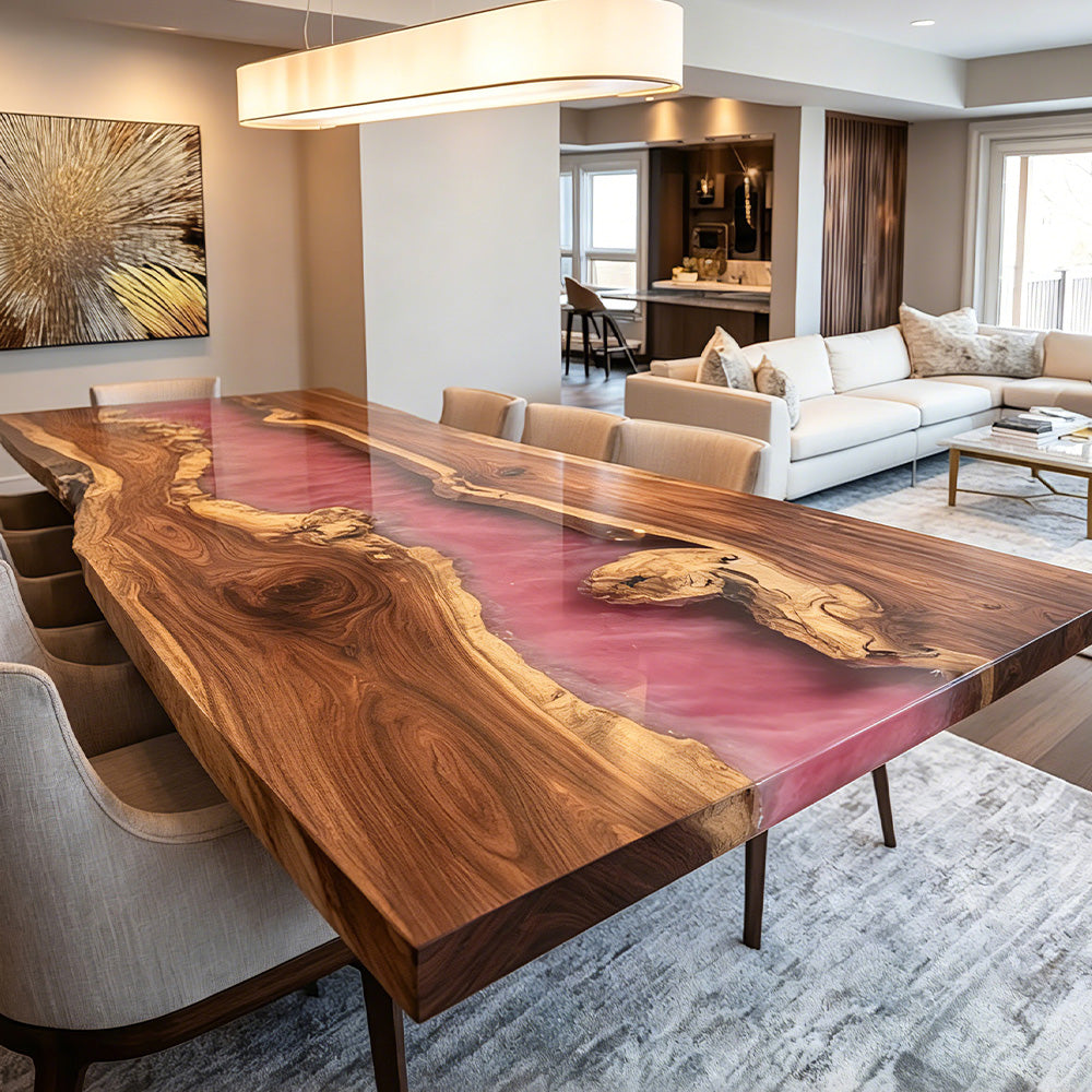Walnut Live Edge Epoxy Table in New York