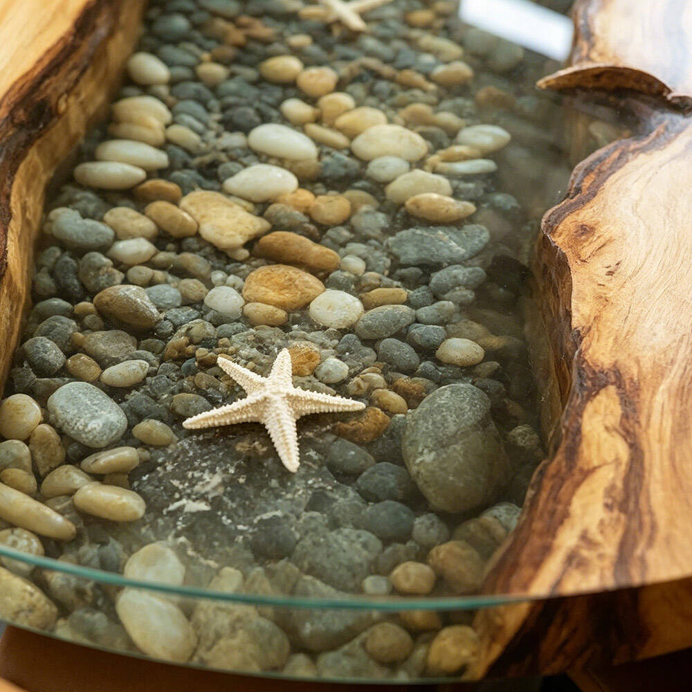 Whimsical Walnut Pebble StarfishEpoxy Table in Charleston