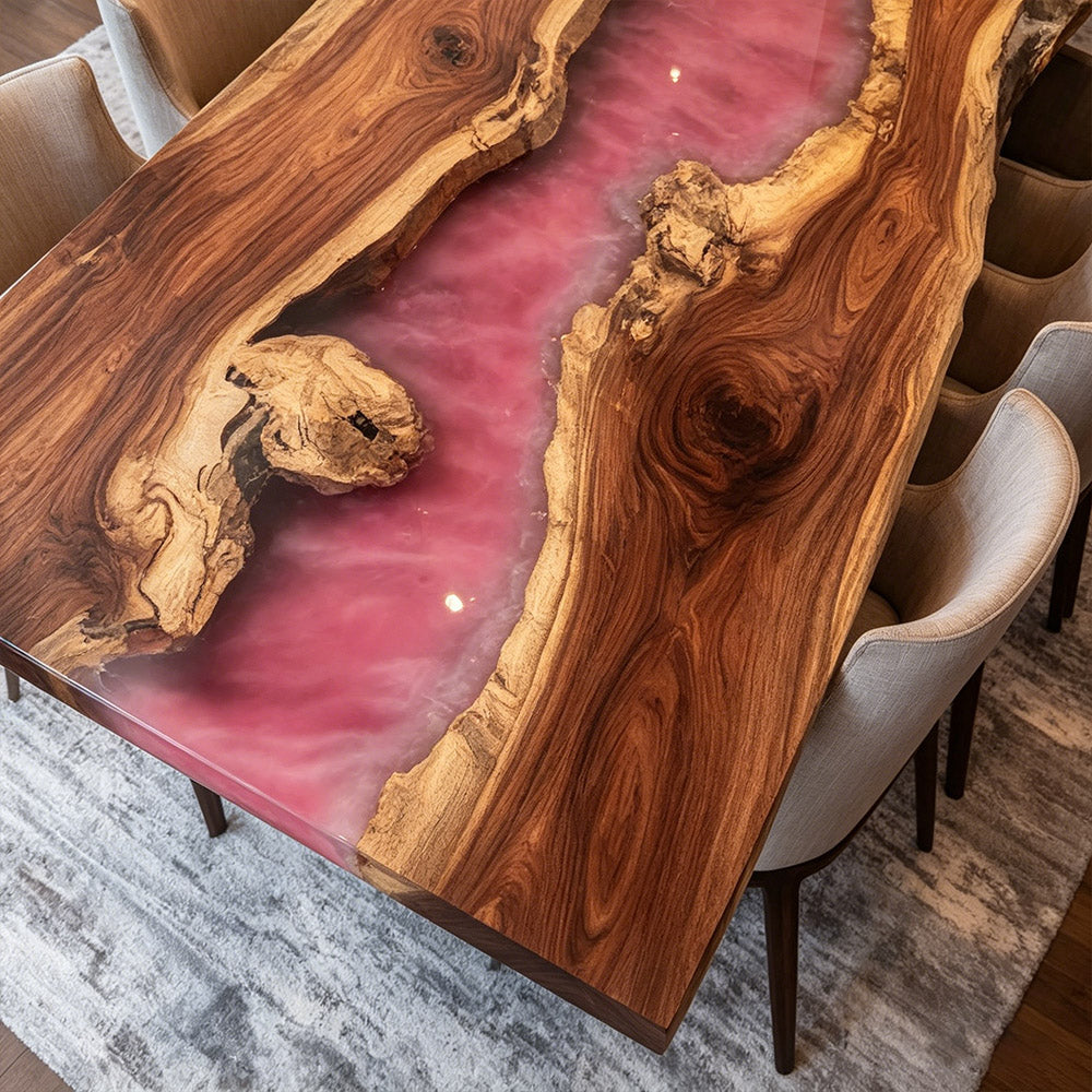 Walnut Live Edge Epoxy Tables for Dining Rooms & Metropolitan Living in New York