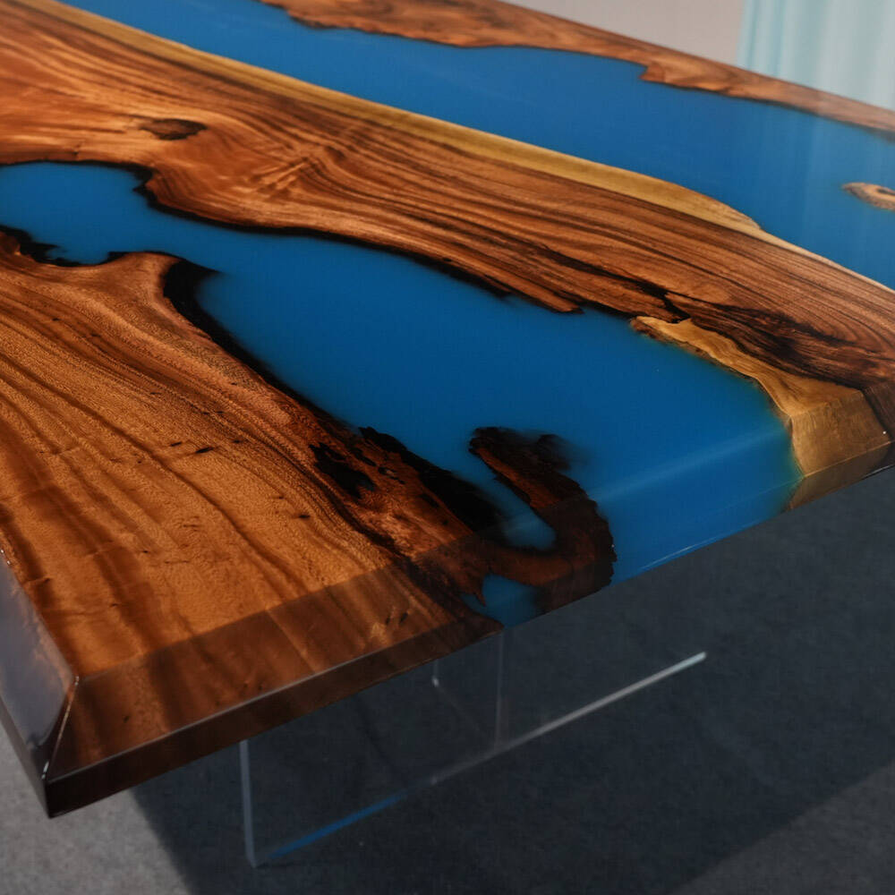 KAZANAHOME Walnut Epoxy Table 48"W×96"L