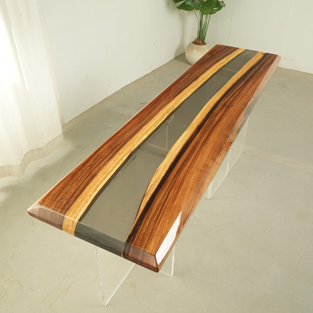 KAZANAHOME Walnut Black River Epoxy Table in Chicago