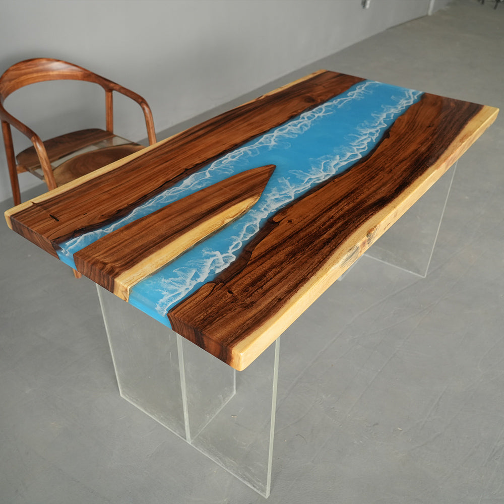 KAZANAHOME Walnut River Resin Epoxy Table