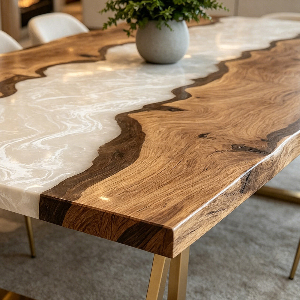 Futuristic Walnut Epoxy Table - Contemporary Urban Decor in Brooklyn