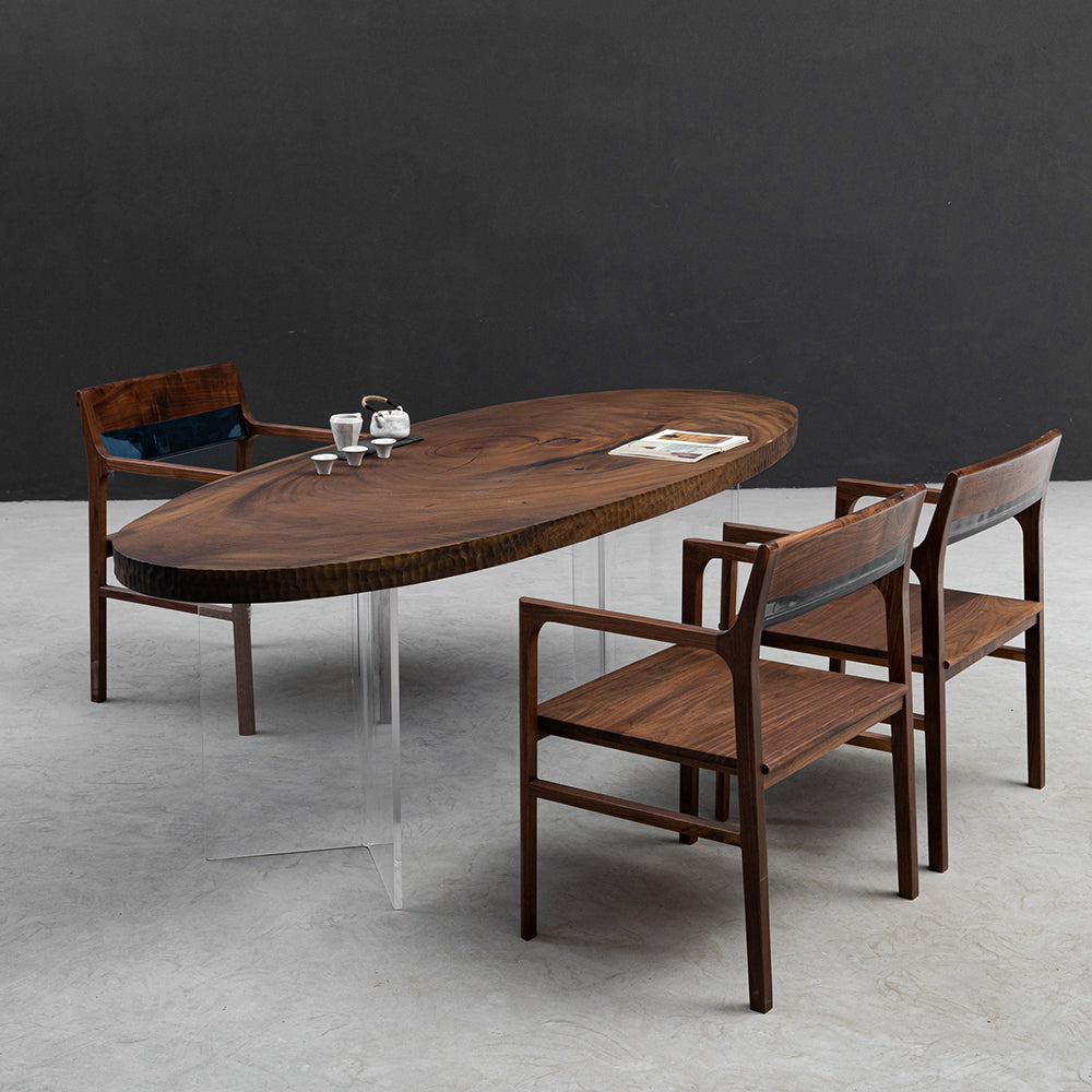 Oval Walnut Wood Table