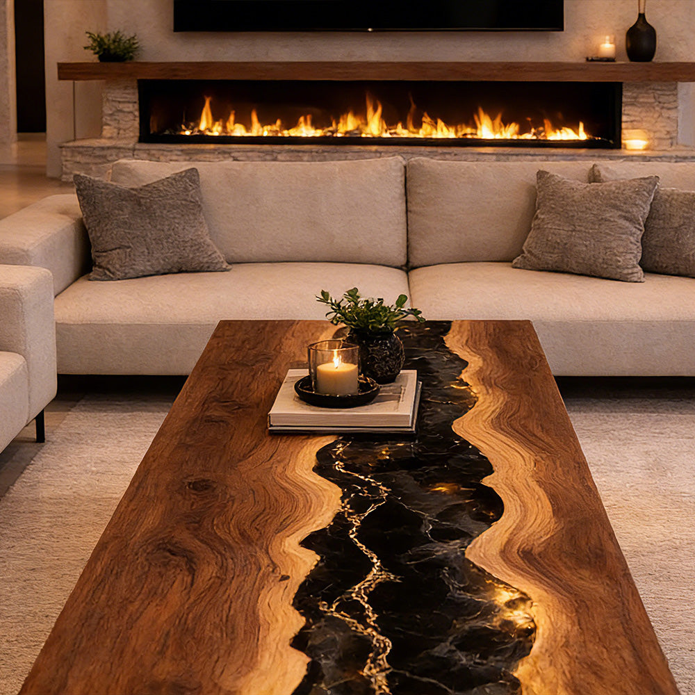 Black Walnut Epoxy Table for High-End Residential in New York
