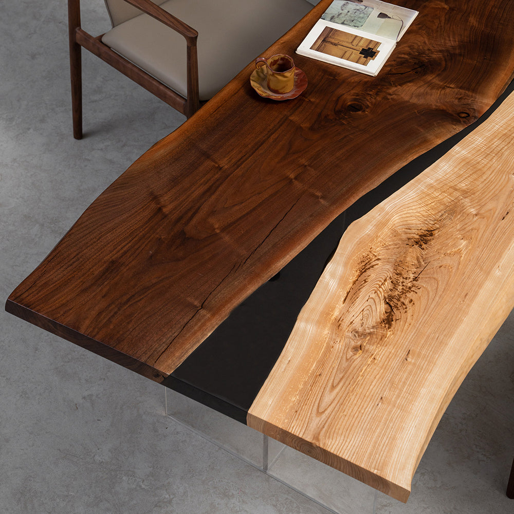 Black Walnut Slab Live Edge Resin Epoxy Tabletop