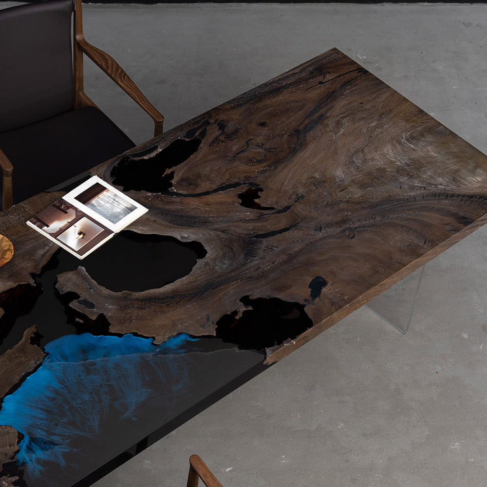Walnut Wood Resin Table
