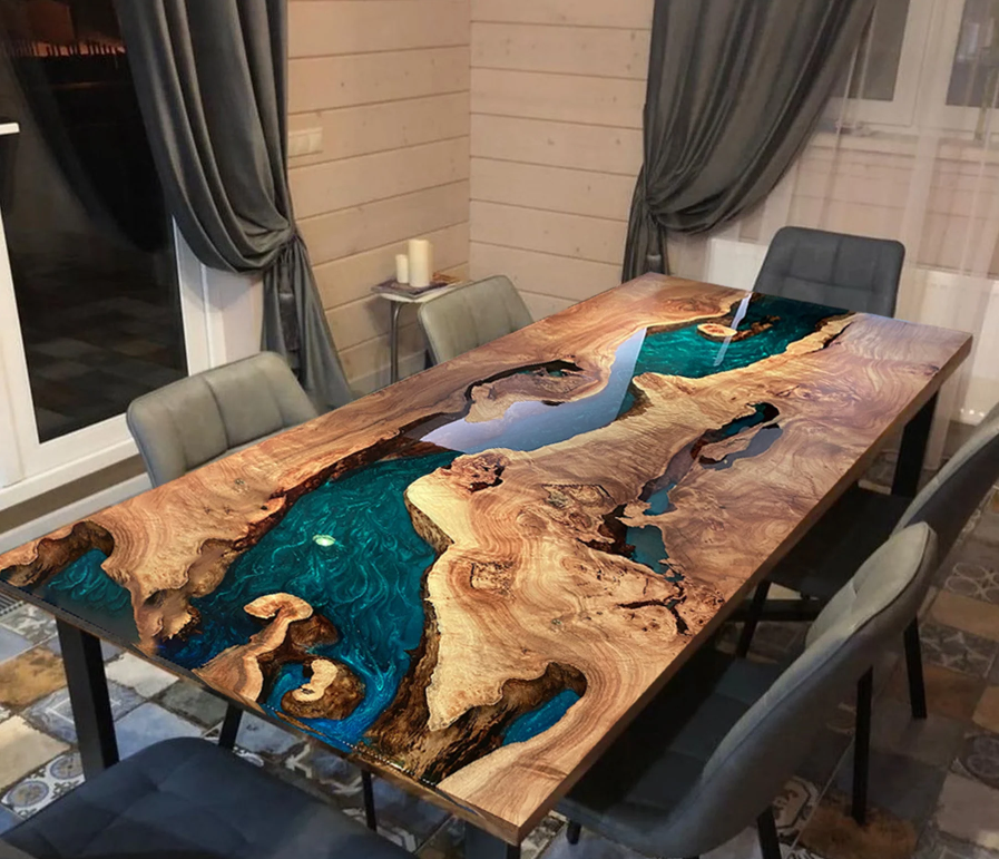 Custom Golden Camphor Epoxy Table Deposit: $1643.97 for Melissa