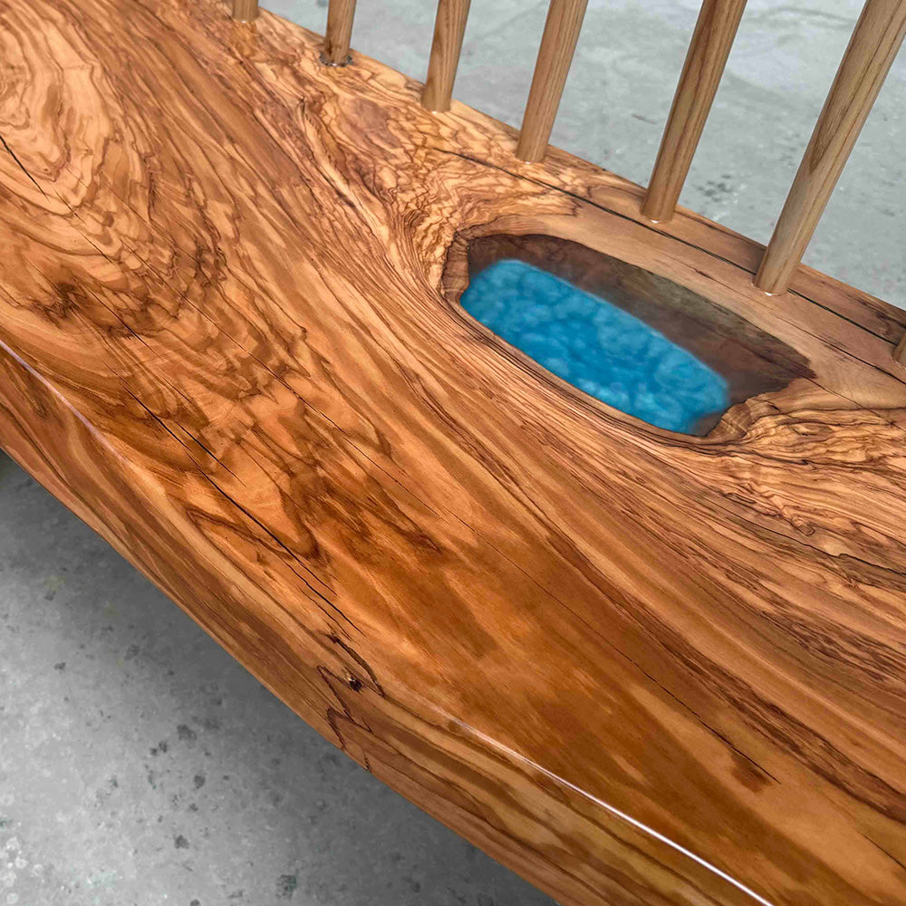 kazanahome backrest olive epoxy stool