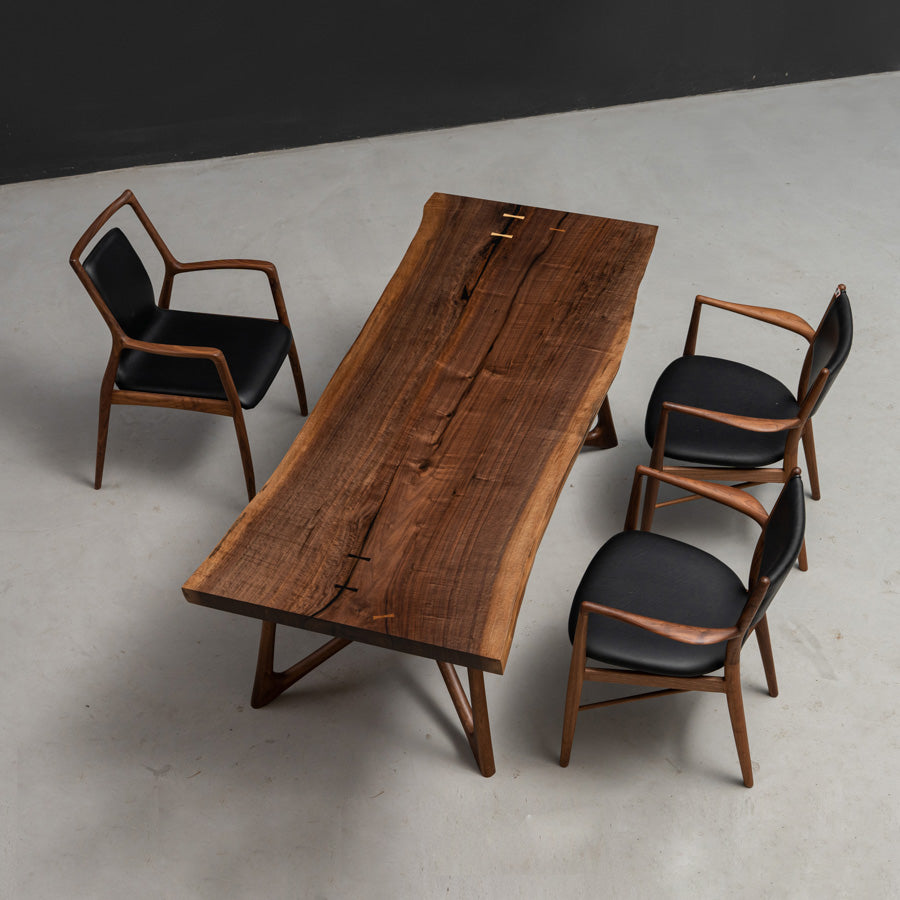 KAZANA Live Edge Kitchen Table Black Walnut Table 32.76"Wx76.77"L