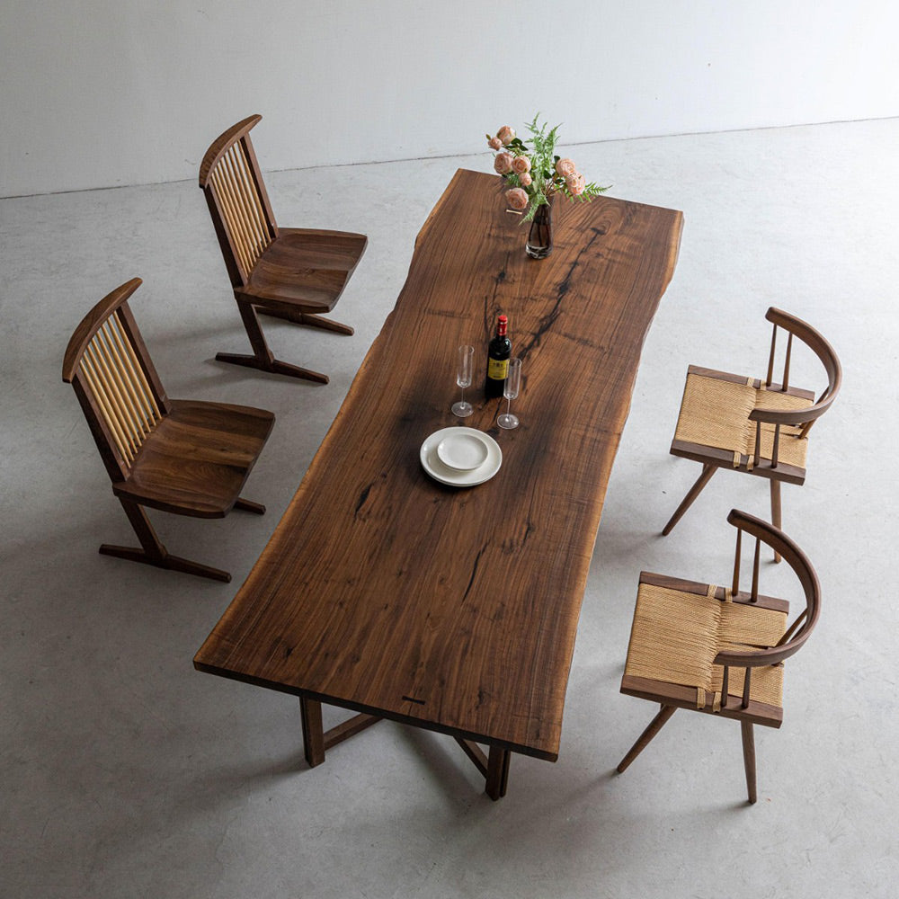 KAZANA Live Edge Dining Wood Table With Black Walnut 38.98"Wx 99.69"L