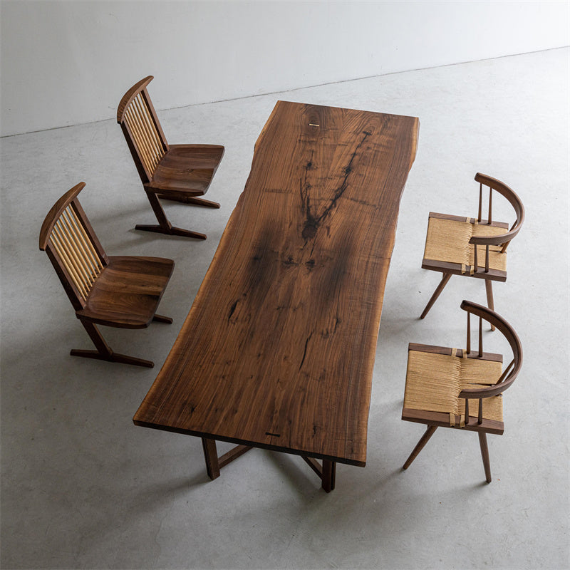 KAZANA Live Edge Dining Wood Table With Black Walnut 38.98"Wx 99.69"L