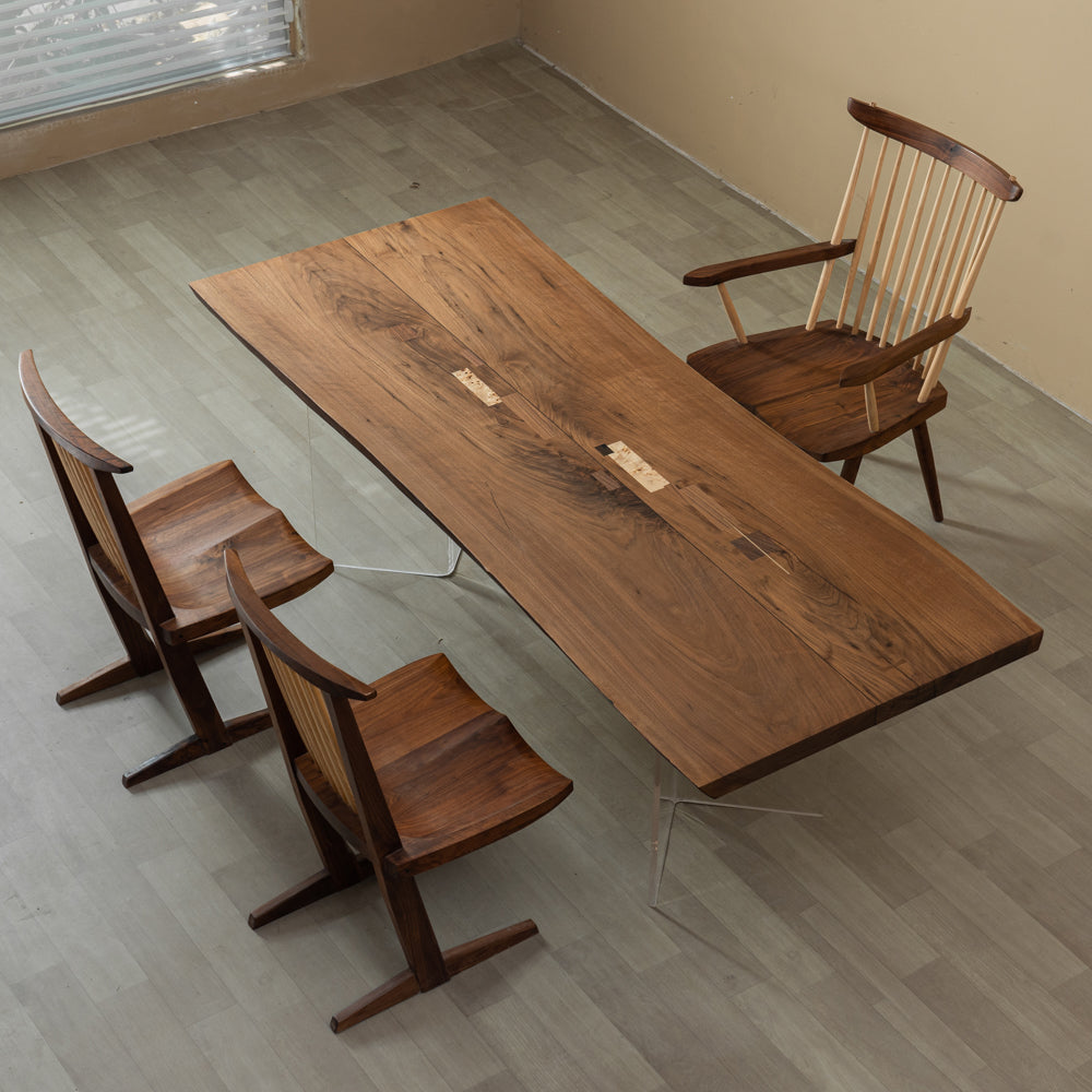 Kazana Black Walnut Table Live Edge Wood Table 33.78"Wx83.66"L