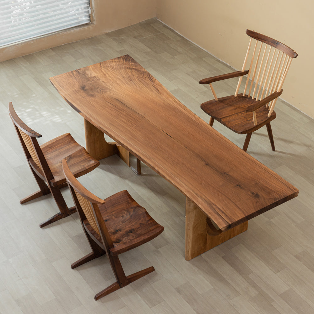 KAZANA Live Edge Wood Dining Table Solid Black Walnut Kitchen Table 31.1"Wx90.67"L