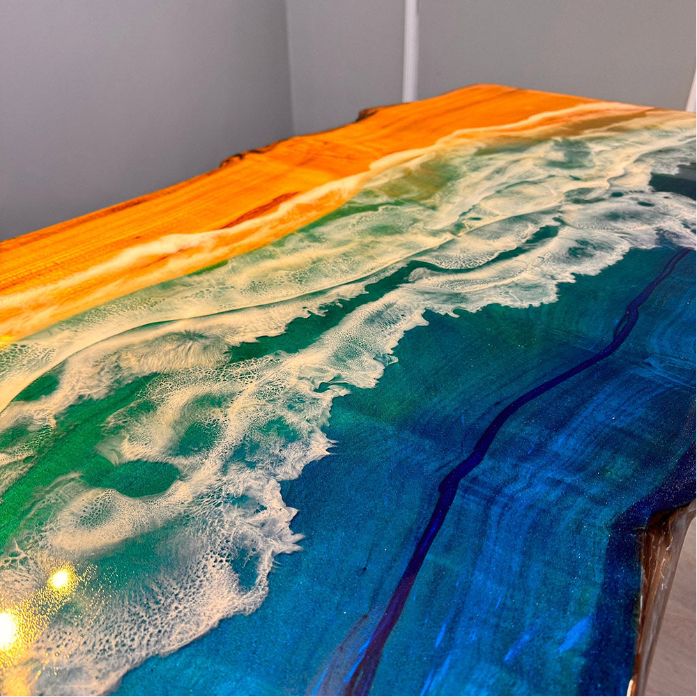 Live Edge Wood Epoxy Table - Kazanahome in Miami