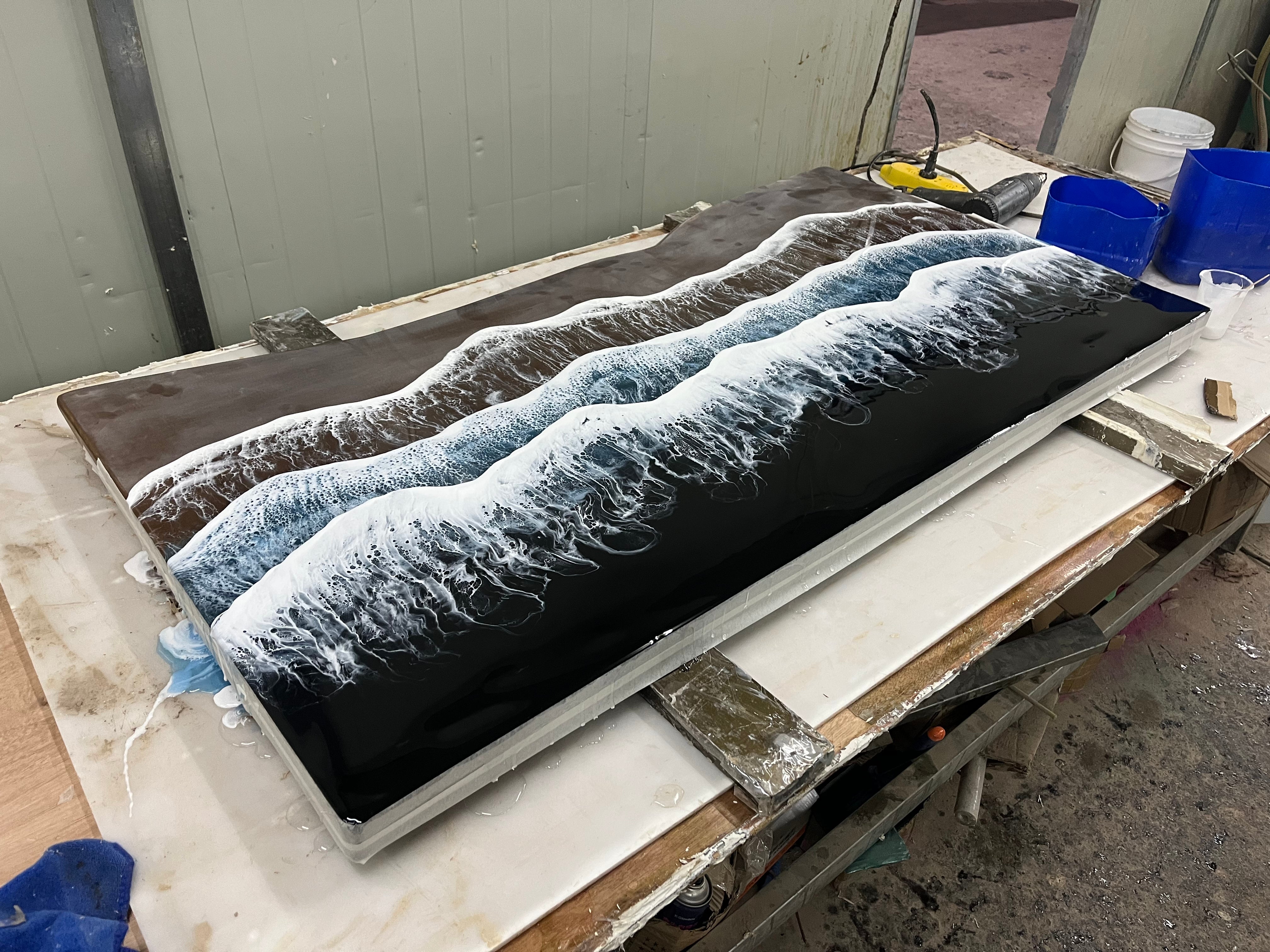 Custom Wave Epoxy Table For Josh