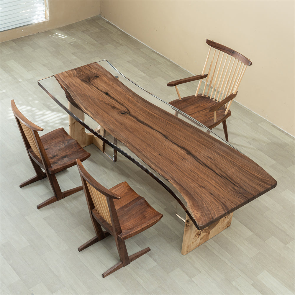 Black Walnut Wood Epoxy Table - Kazanahome