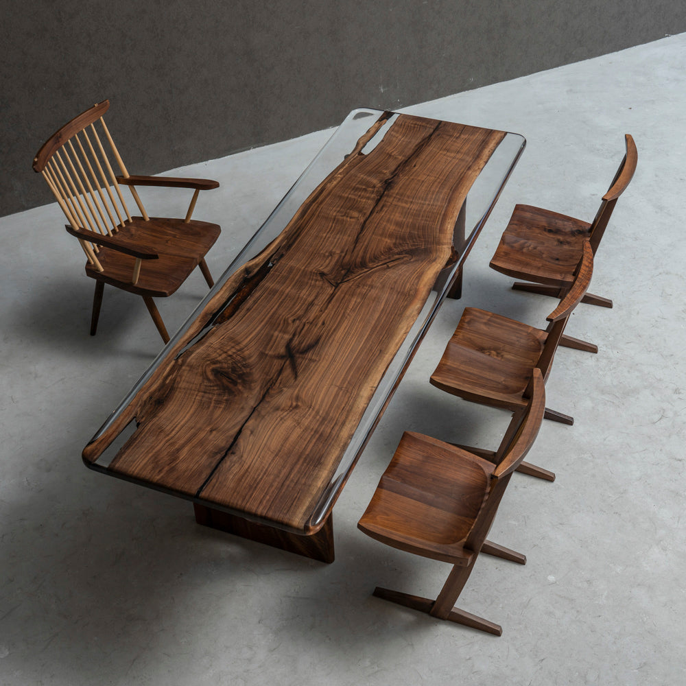 Resin River Table Black Walnut Wood Epoxy Table - Kazanahome